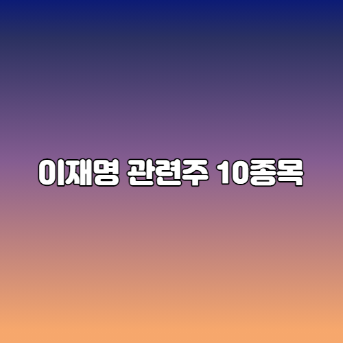  이재명 관련주 10 종목