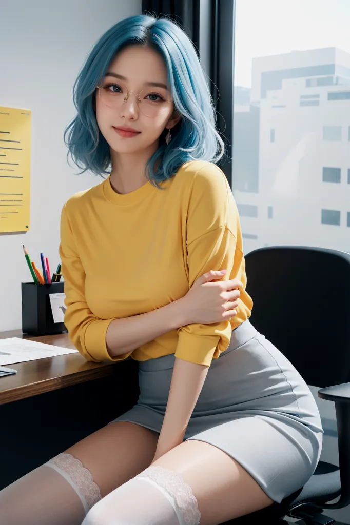 AI 실사 오피스 정장 비서 룩북 셔츠 치마 컨셉