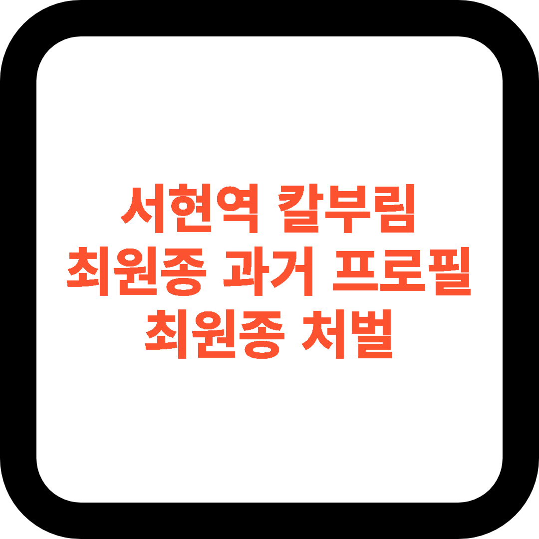 서현역 흉기난동 피의자 최원종 과거 프로필