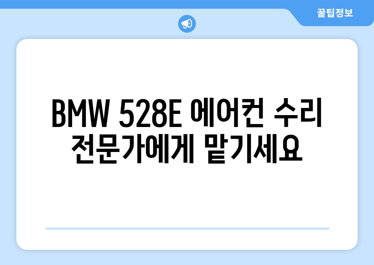 BMW 528E 에어컨 수리 전문가에게 맡기세요