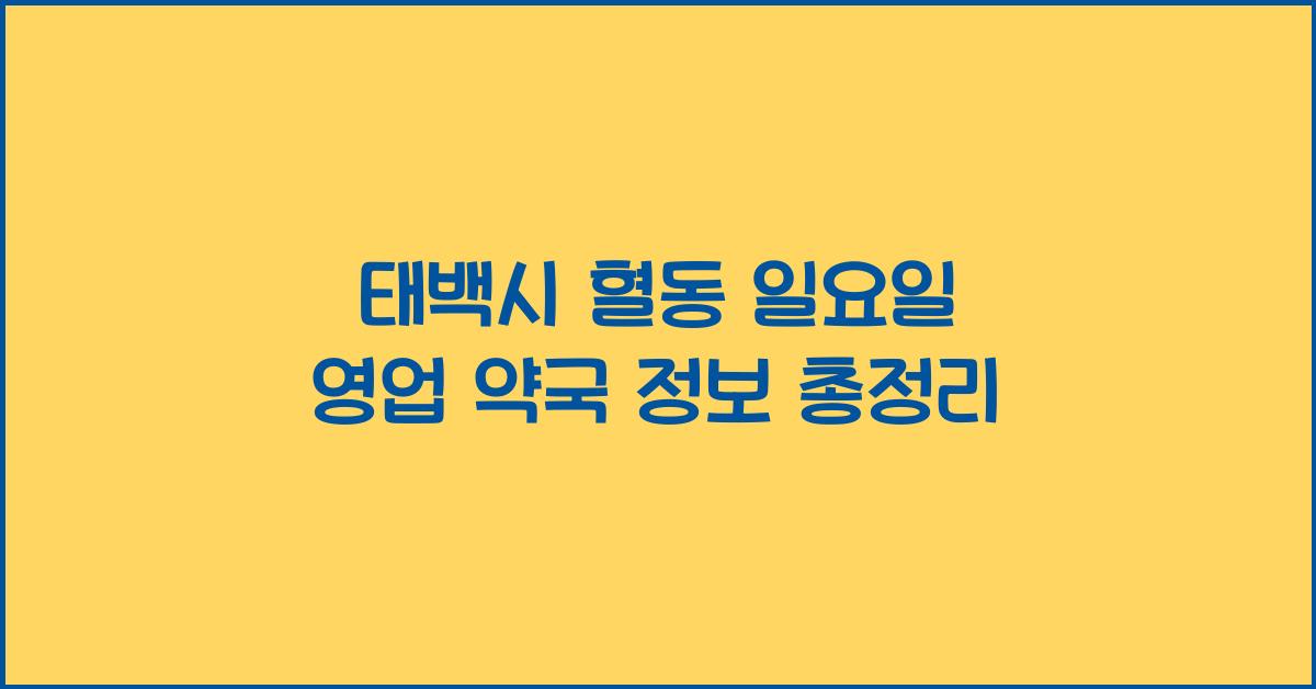 태백시 혈동 일요일 영업 약국