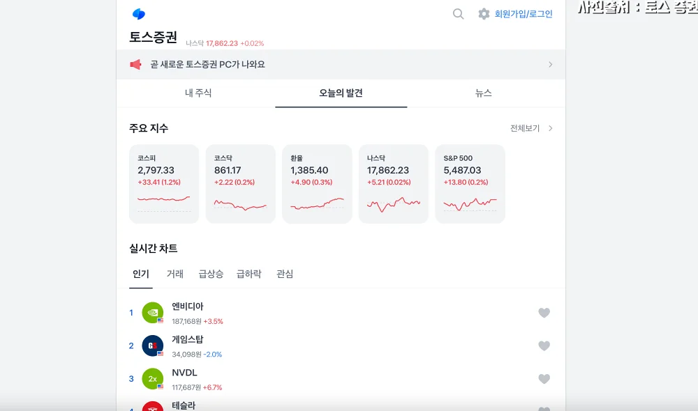 현재 토스 증권 WTS