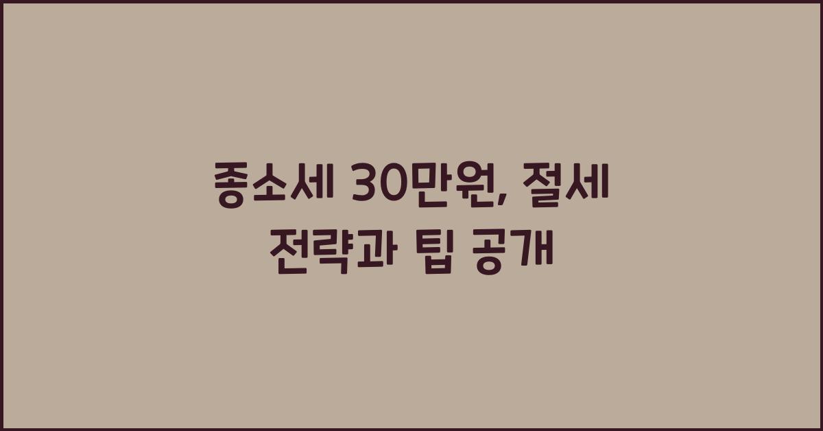 종소세 30 만원