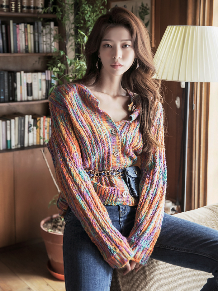  <우리는 오늘부터> 11회 홍은희 가디건 - 딘트 컬러 믹스 니트 가디건 / 오은란 패션