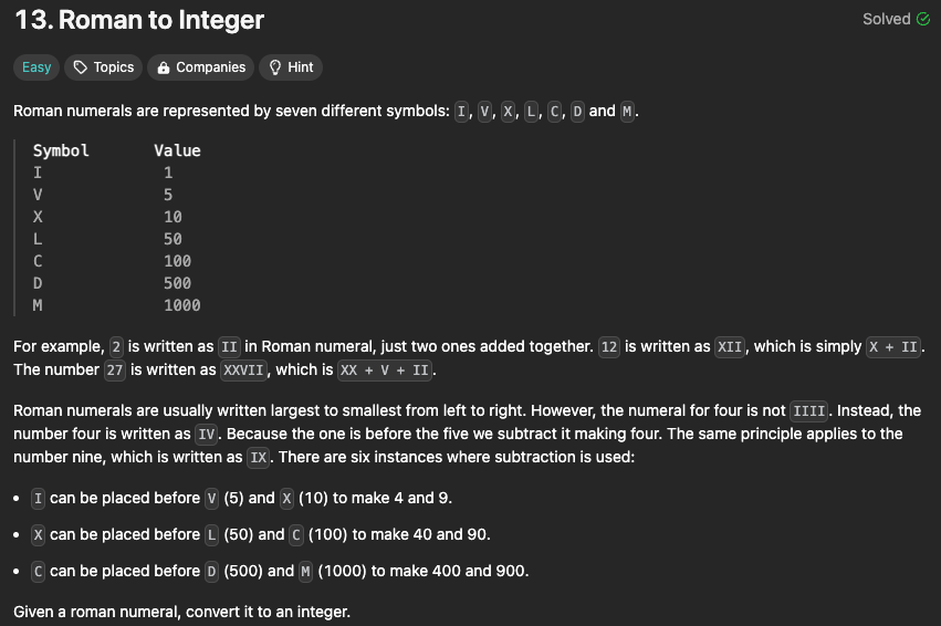[LeetCode] Algorithms | 13. Roman to Integer | Python