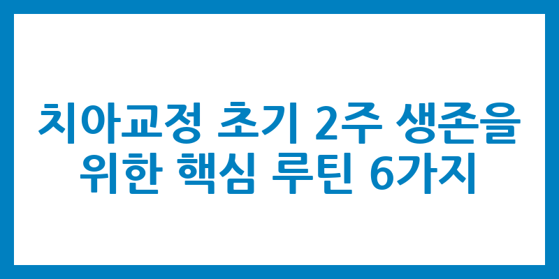 치아교정 초기 2주 생존을 위한 핵심 루틴 6가지