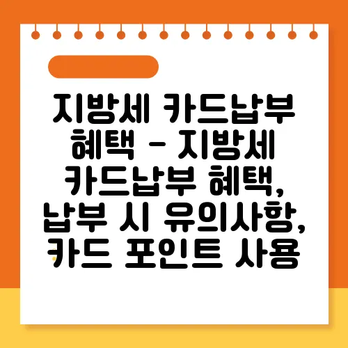 지방세 카드납부 혜택 - 지방세 카드납부 혜택, 납부 시 유의사항, 카드 포인트 사용
