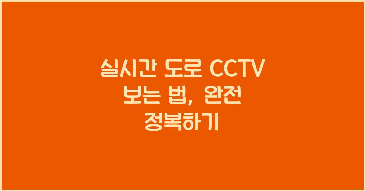실시간 도로 cctv 보는 법