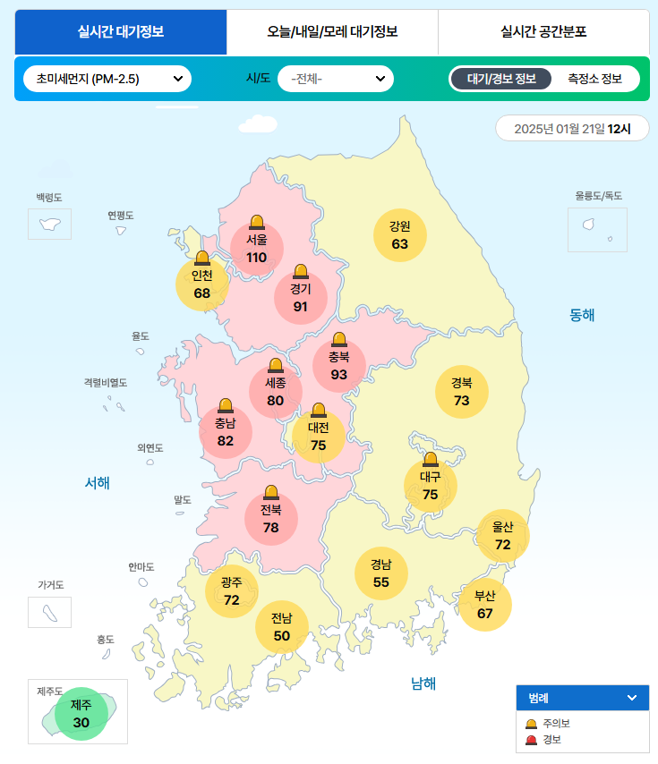 실시간 전국 대기정보