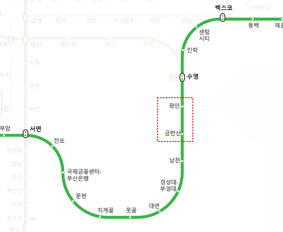 부산 2호선 라인 [출처: 네이버 지도]