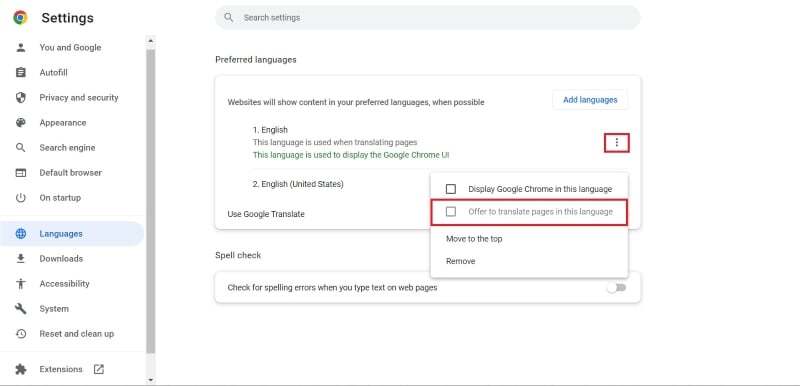 크롬 언어 번역 옵션