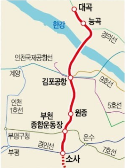 대곡소사선 노선도