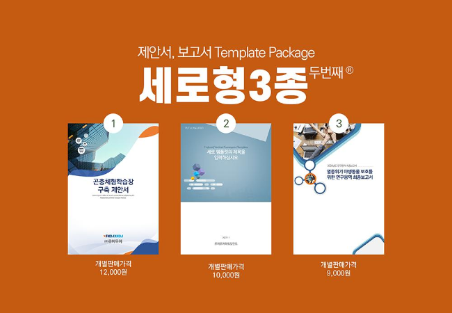  세로형 제안서ppt 템플릿- 다양한 다이어그램 타임라인 세로3종 세트