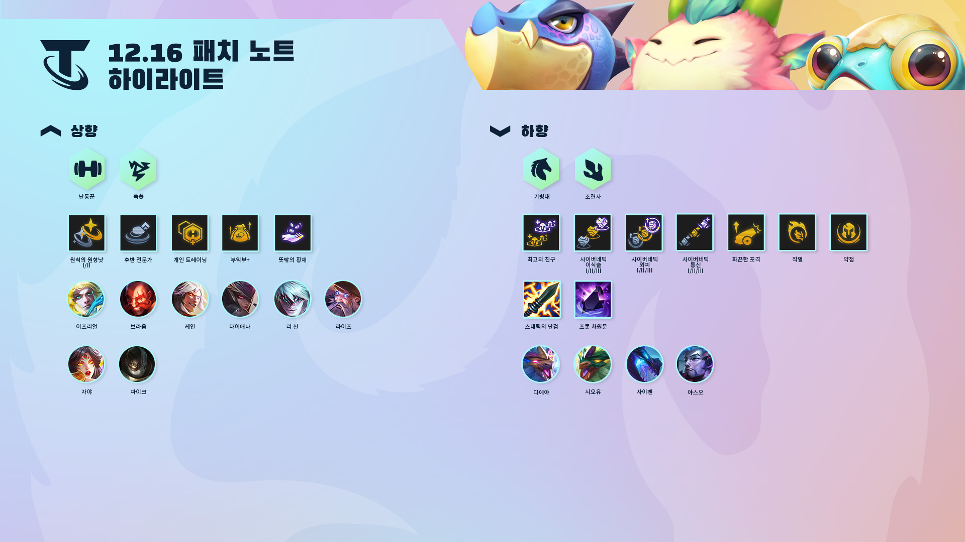 롤체 롤토체스 TFT 12.16 패치노트 (2022년 8월 24일) 롤체 롤토체스 Tft 12.16 패치노트 (2022년 8월 24일)