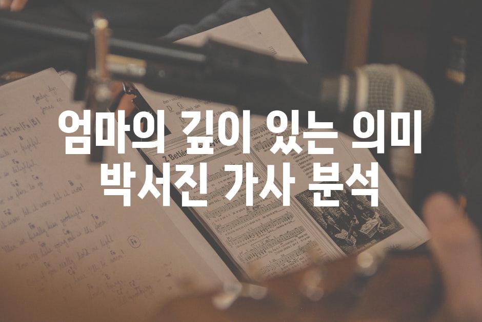 엄마의 깊이 있는 의미 박서진 가사 분석