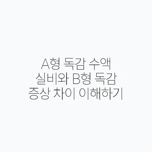 A형 독감 수액 실비와 B형 독감 증상 차이 이해하기