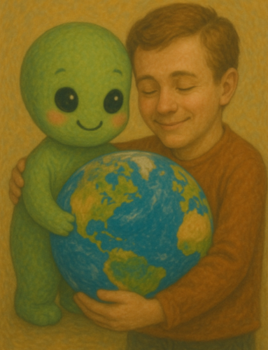 지구의 정복자와 인간의 화합한 그림