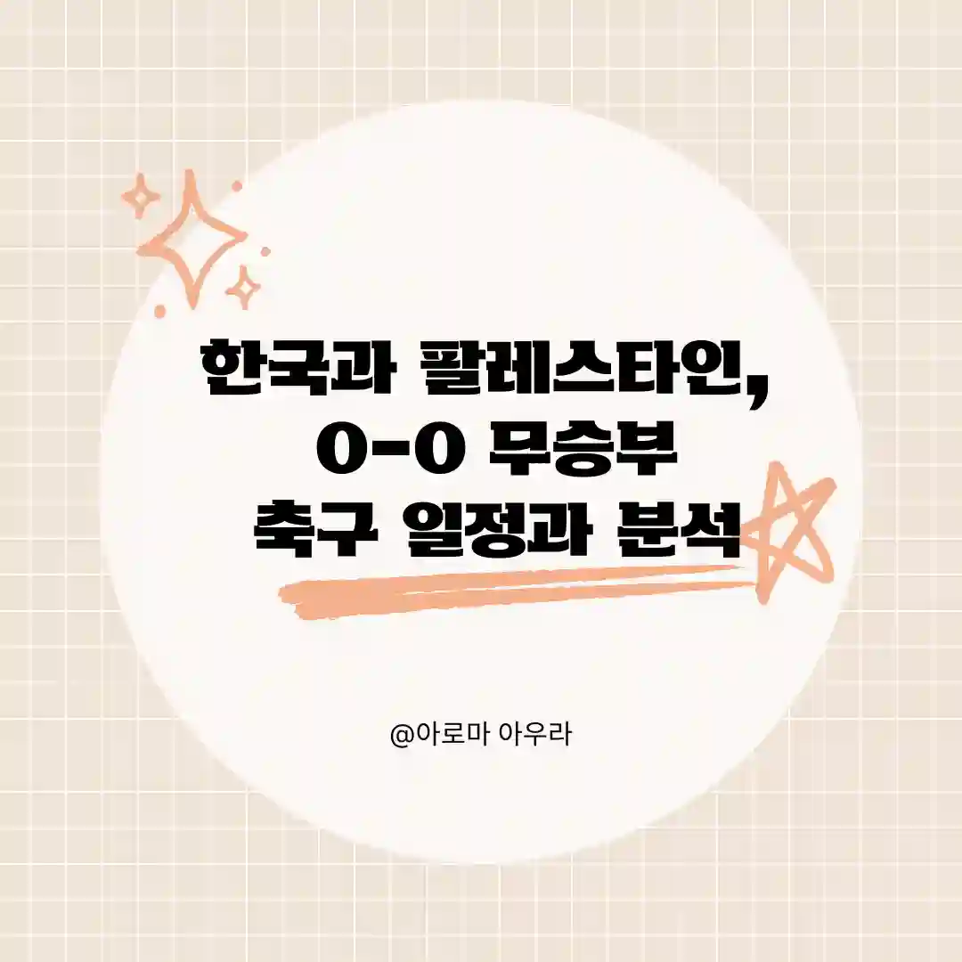 한국과 팔레스타인, 0-0 무승부 축구 일정과 분석