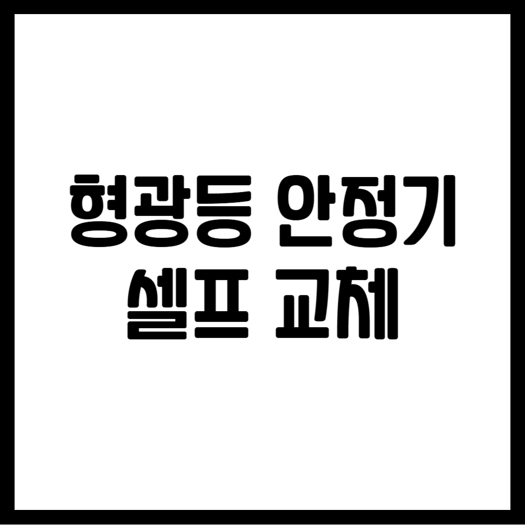 형광등 안정기 셀프 교체