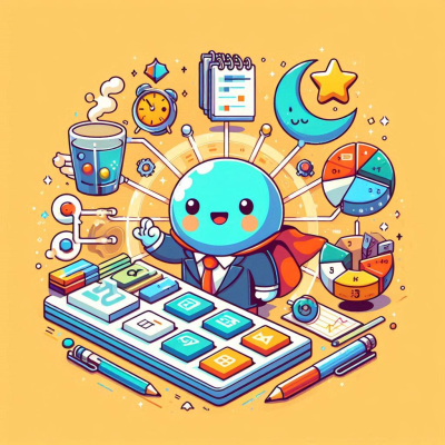 유니콘과 파일 관리 아이콘이 그려진 일러스트