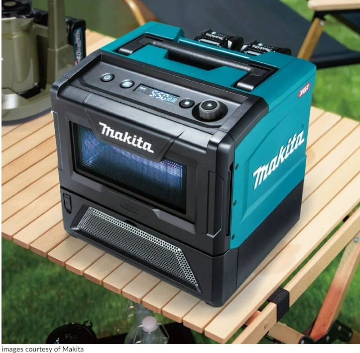 휴대용 충전식 전자레인지 VIDEO: Portable and rechargeable microwave by makita heats up cold meals and drinks anywhere