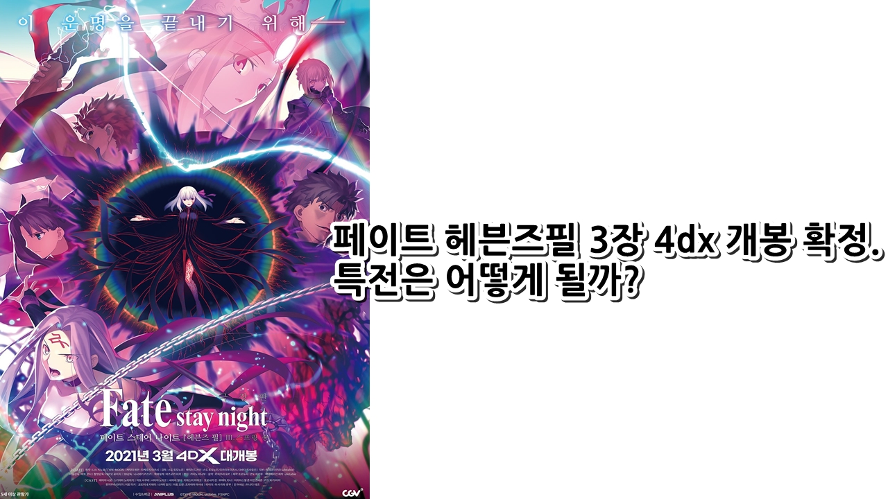  페이트 헤븐즈필 3장 4dx 개봉 확정. 특전은 어떻게 될까?
