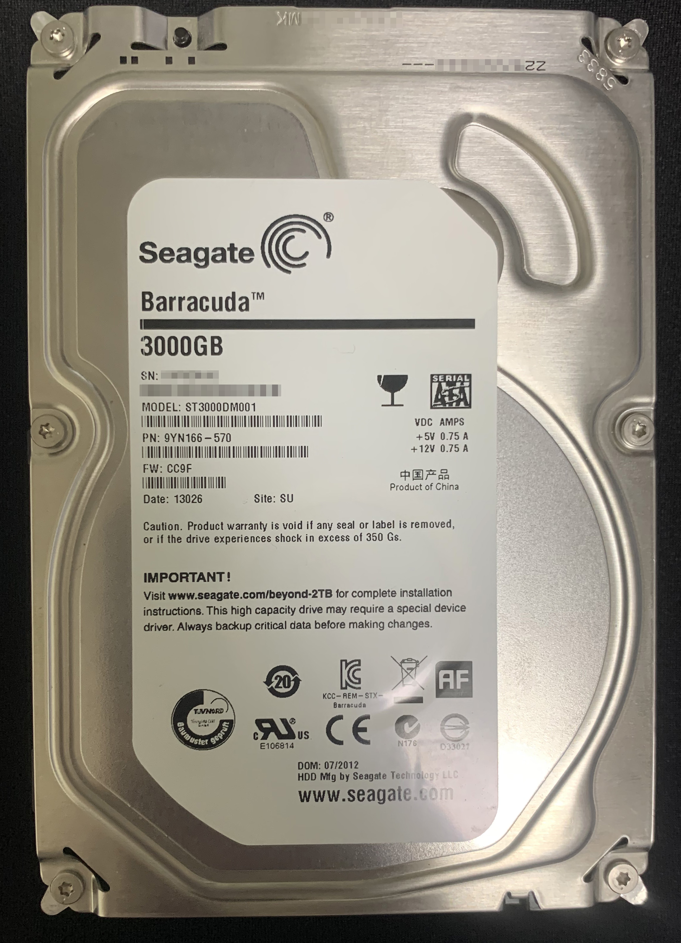 Seagate Barracuda(7200.14) 3TB (ST3000DM001-9YN166)