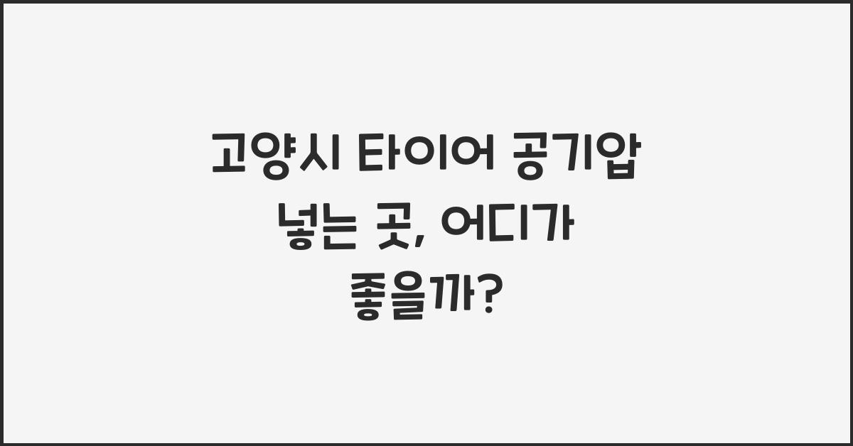 고양시 타이어 공기압 넣는 곳