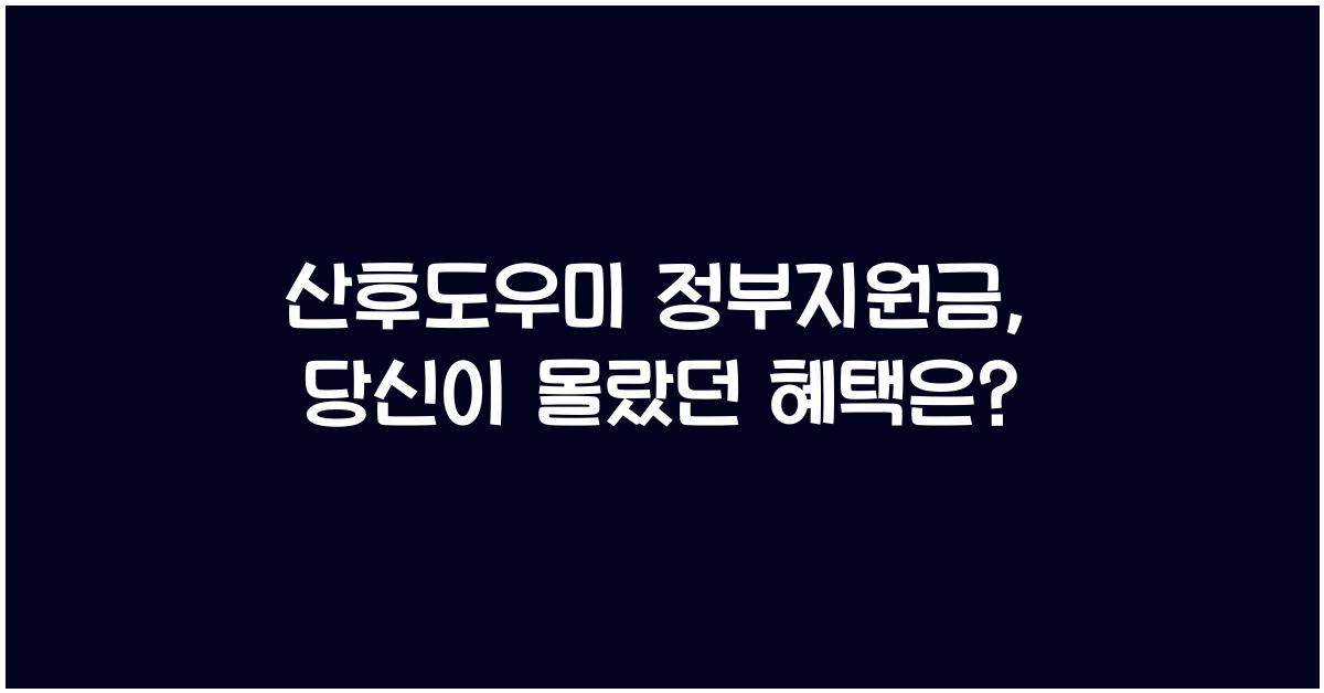 산후도우미 정부지원금