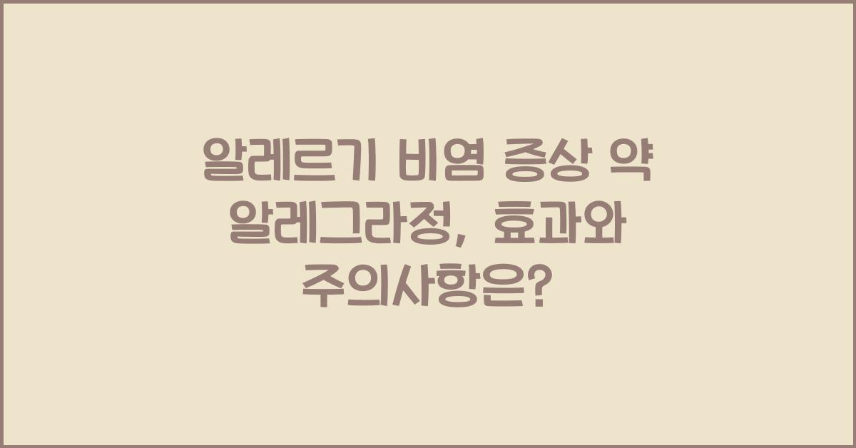 알레르기 비염 증상 약 알레그라정