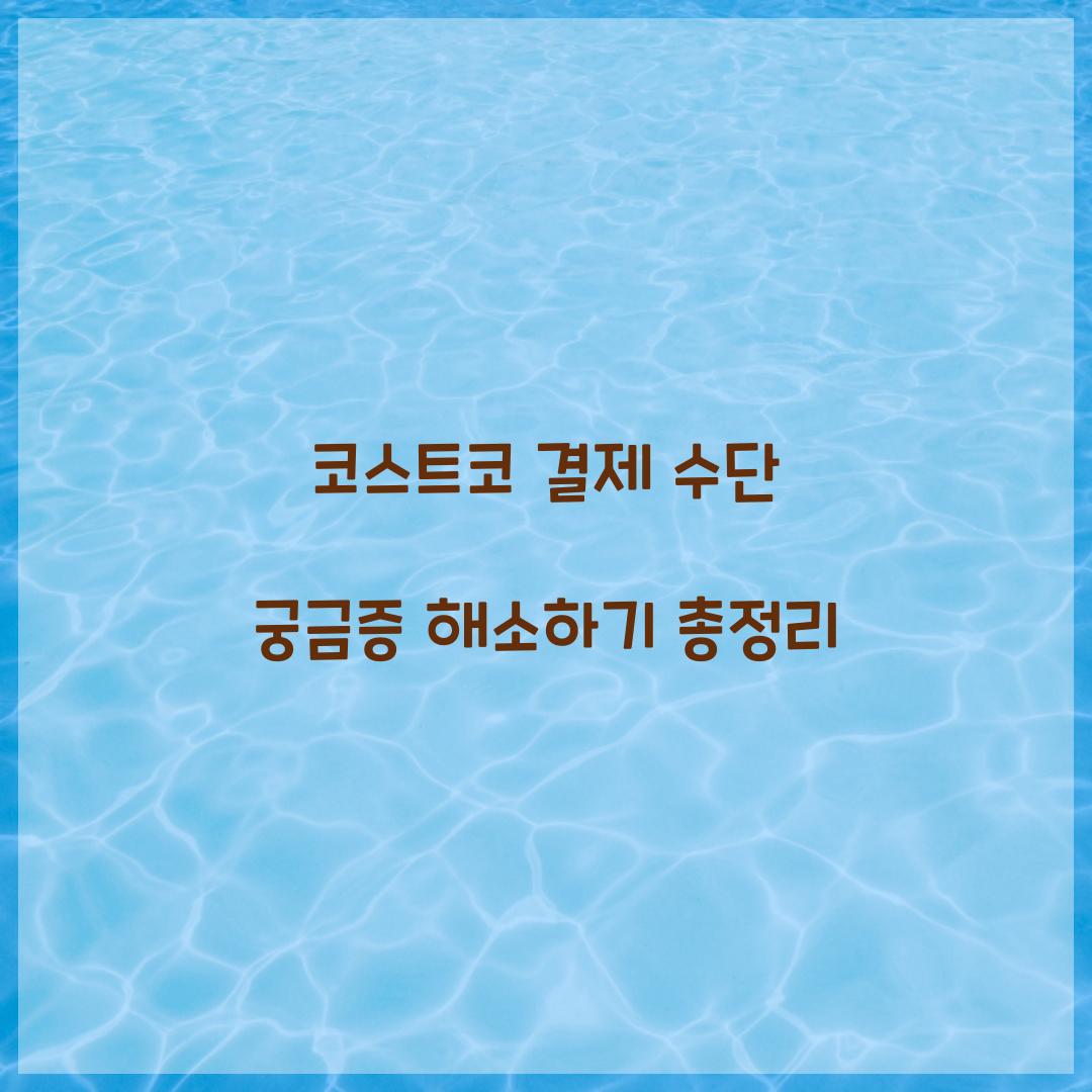 코스트코 결제 수단