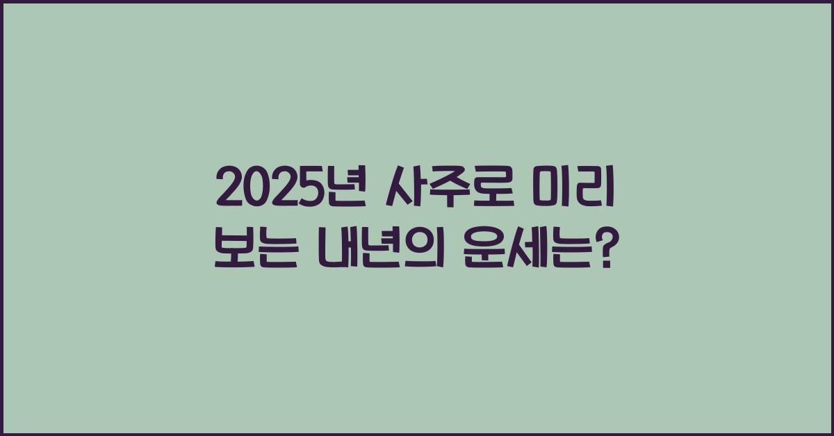 2025년 사주