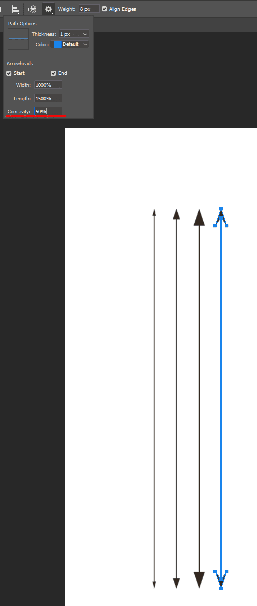 photoshop-line-tool-set-additional-shape-and-path-options-arrowheads-concavity-setting