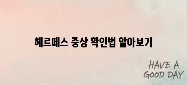 헤르페스 증상 종류별 구분법｜초기증상부터 재발까지