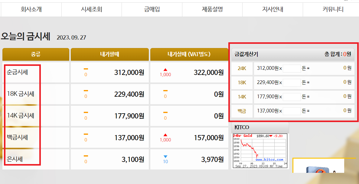 종로금거래소 금시세