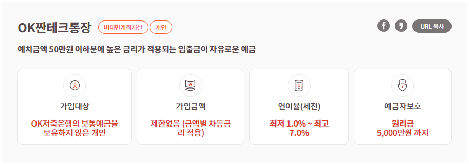 OK짠테크통장 개요