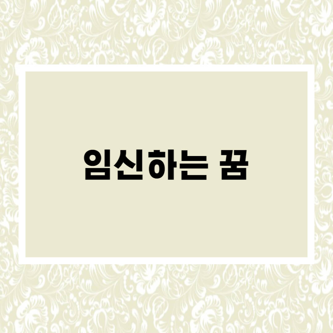  임신하는 꿈해몽 총정리