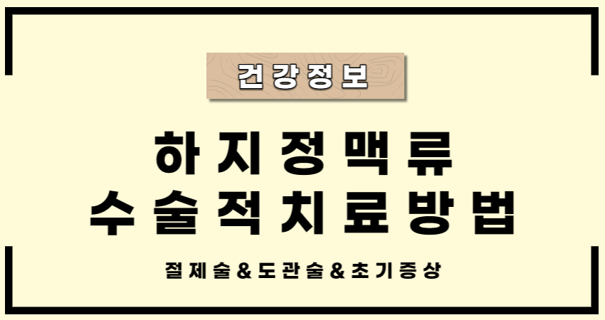 하지정맥류 수술방법│수술적치료방법│절제술│도관술│초기증상