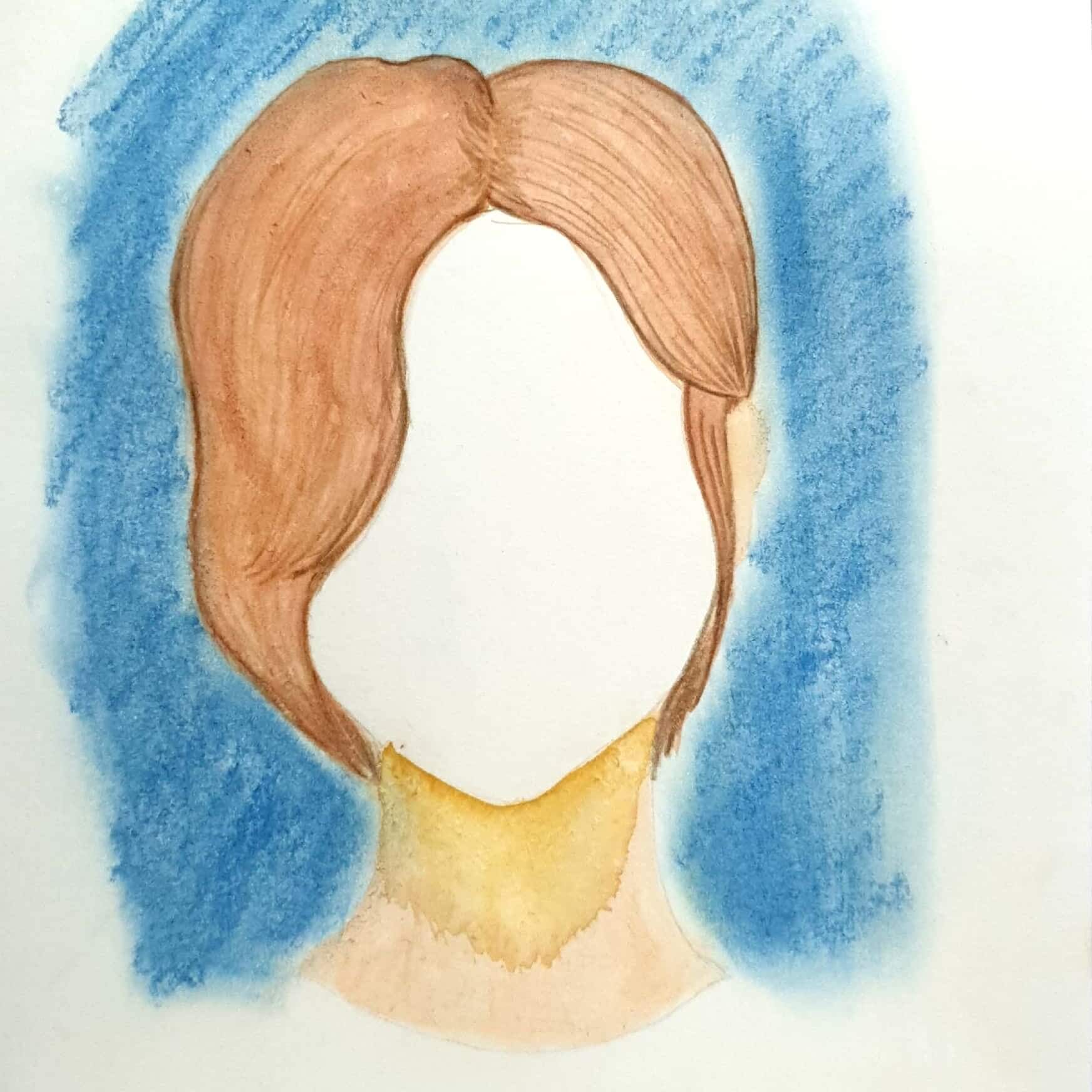  Feel Blue 우울한 기분 일러스트 일러스트레이션 그림 드로잉 수채화 색연필화 크레파스화 그리기 공허한 얼굴