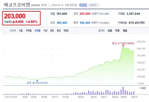 에코프로비엠 주가 흐름