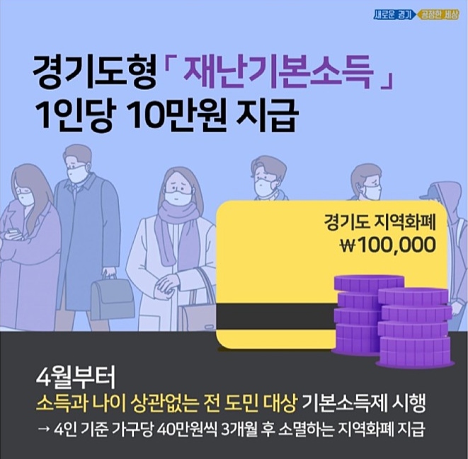  코로나19 극복방안  경기도 재난기본소득 긴급재난지원금 관련 내용 신청방법