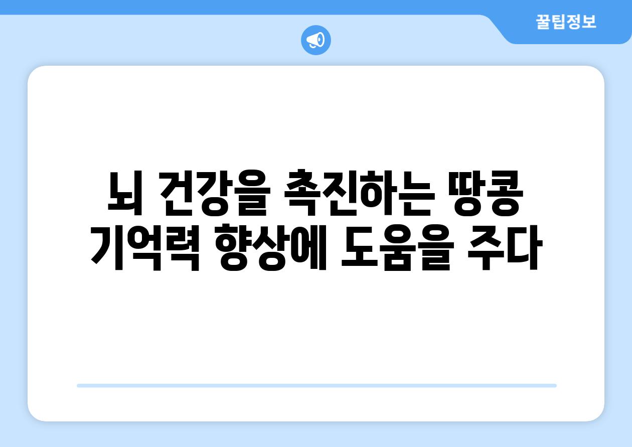 뇌 건강을 촉진하는 땅콩 기억력 향상에 도움을 주다