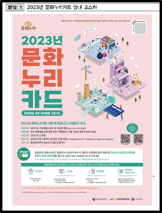 2023년 문화누리카드 안내 포스터