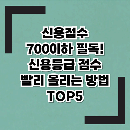 신용점수 &quot;700점 이하&quot;라면 필독! KCB/NICE신용등급 점수표 빨리 높이는 방법 TOP5