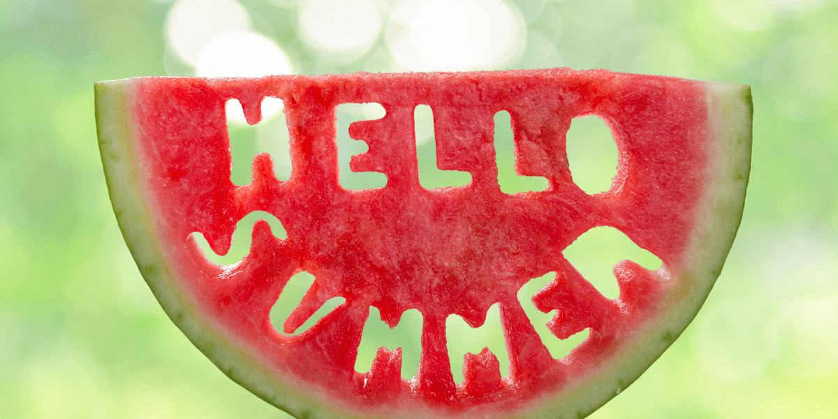 여름 더위 삼복더위 초복 중복 말복의 뜻과 의미를 설명하는 글에 여름을 나타내는 사진으로 수박에 Hello Summer라는 단어로 파여져있다