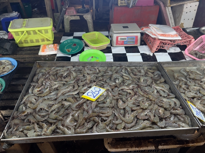 태국 끄라비 시장 새우 가격