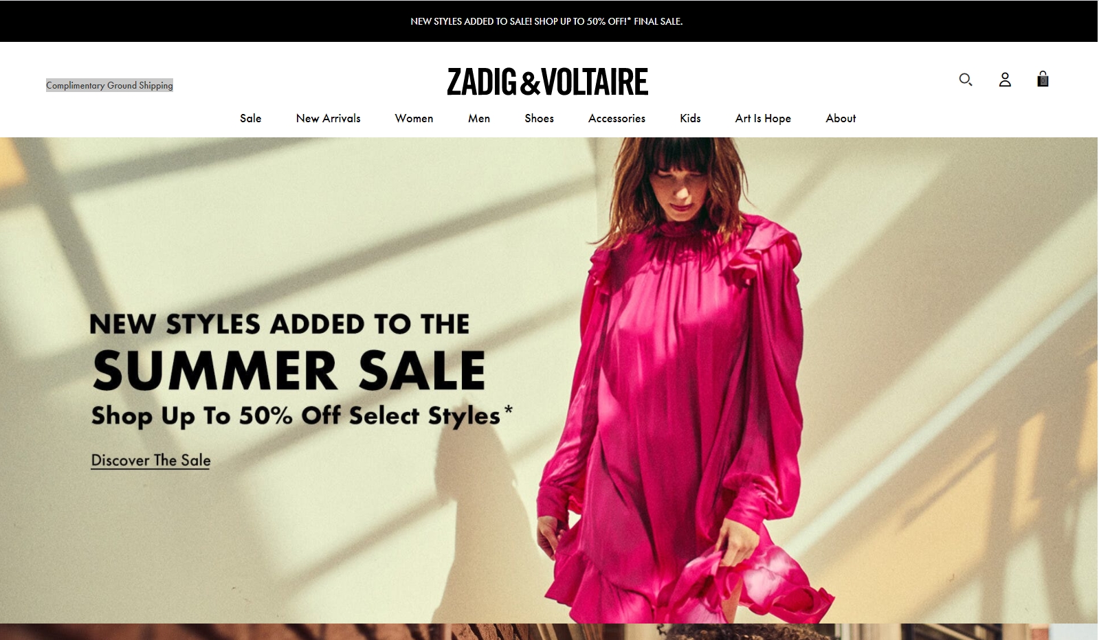  ZADIG&VOLTAIRE 쟈딕앤볼테르 미국 공홈 SUMMER SALE 최대 50프로 세일 할인코드