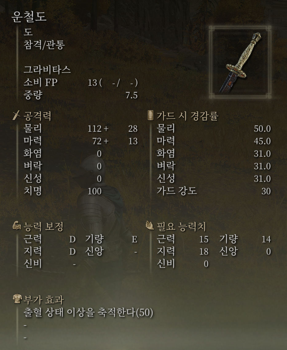 운철도 - Meteoric Ore Blade - Spec