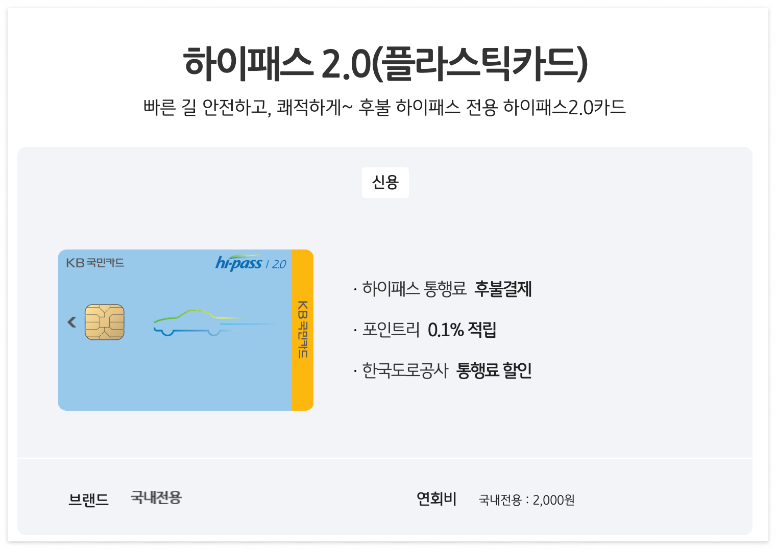 국민은행 하이패스2.0 체크카드