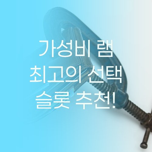 가성비 램 슬롯 추천 최고의 선택은